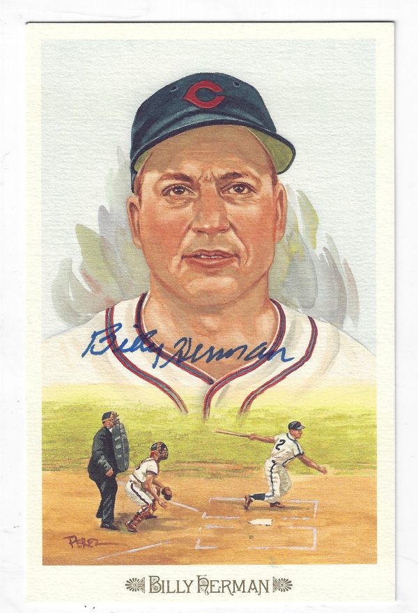 Autographed BILLY HERMAN Chicago Cubs Perez-Steele Celebration Postcard