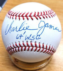 Autographed CHARLIE JAMES "64 WSC" Official Major League Baseball