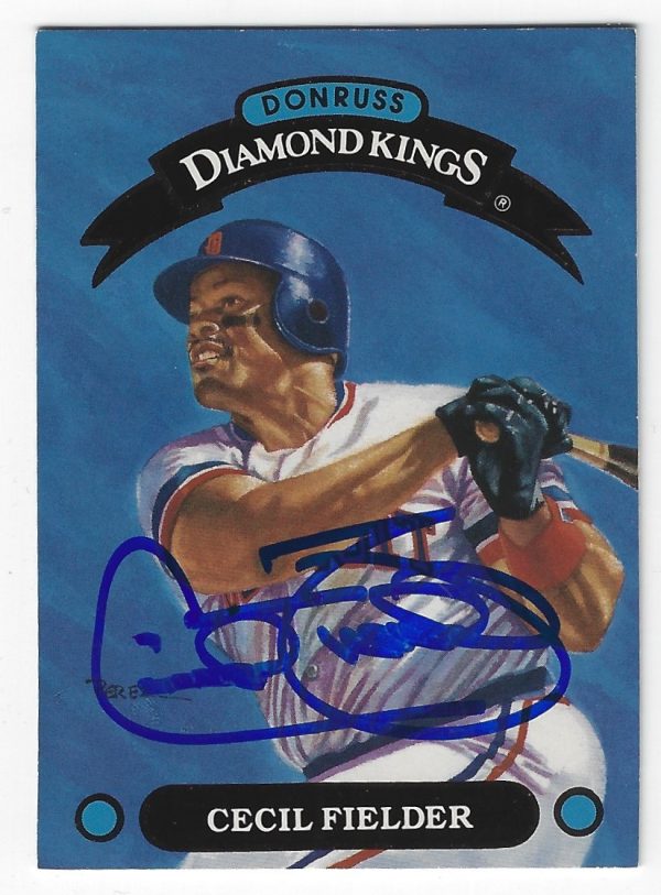Autographed CECIL FIELDER Detroit Tigers 1993 Donruss Diamond King