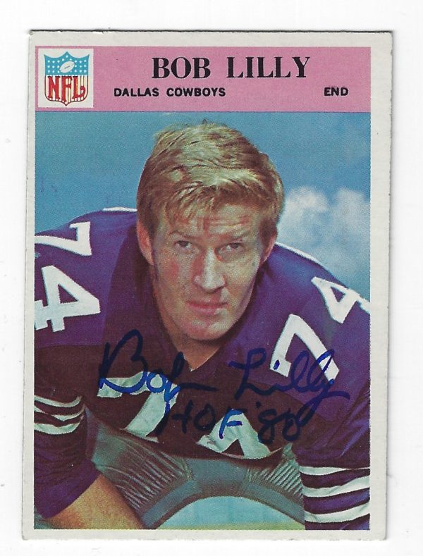 Autographed BOB LILLY Dallas Cowboys 1966 Philadelphia Gum Card