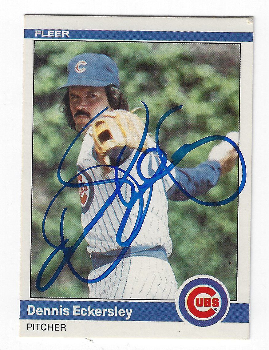 Autographed DENNIS ECKERSLEY Chicago Cubs 1984 Fleer Card #U-34 - Main Line  Autographs