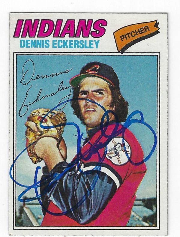 Autographed DENNIS ECKERSLEY Cleveland Indians 1977 Topps Card