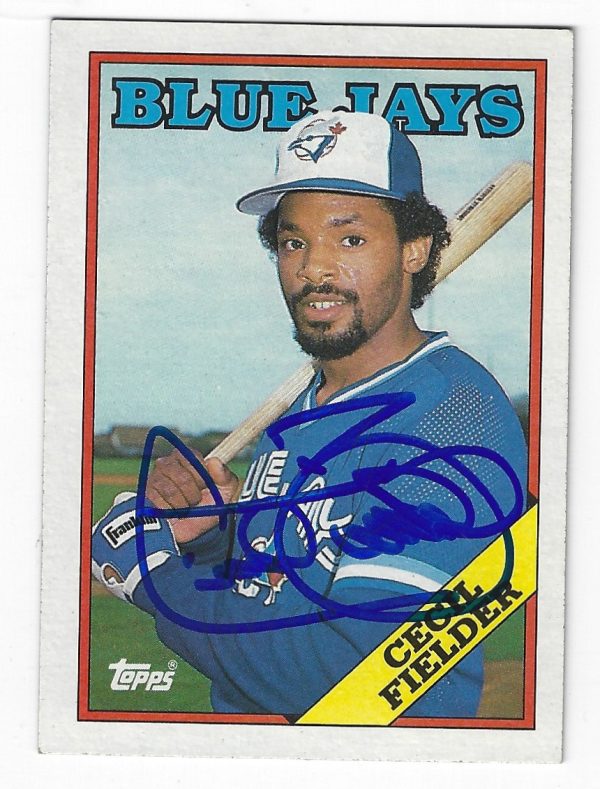 Autographed CECIL FIELDER Toronto Blue Jays 1988 Topps