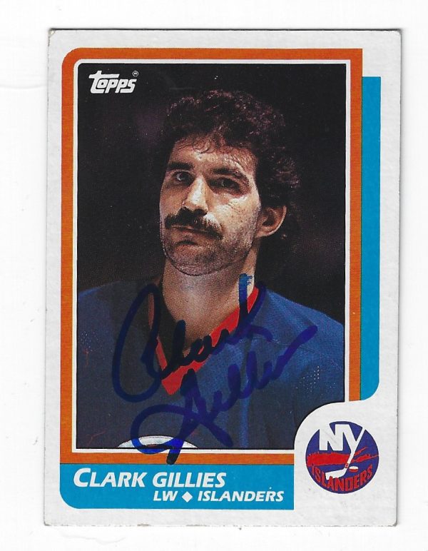 CLARK GILLIES Autographed 1986-87 Topps New York Islanders Card