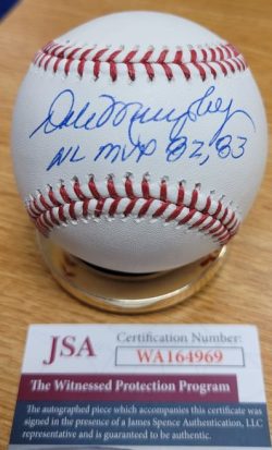 Autographed DALE MURPHY "NL MVP 82, 83" Official Rawlings Major League Baseball JSA Witness