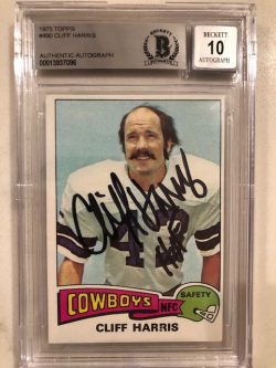 Autographed 1975 Topps Cliff Harris Dallas Cowboys Rookie Card #490 BAS Beckett Slabbed