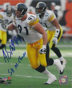 Autographed AARON SMITH "SB XL Champs" 8X10 Pittsburgh Steelers Photo