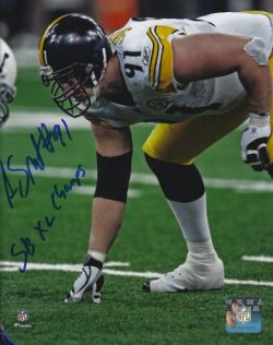 Autographed AARON SMITH "SB XL Champs" 8X10 Pittsburgh Steelers Photo