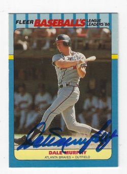 Autographed DALE MURPHY Atlanta Braves 1988 Fleer League Leaders Card
