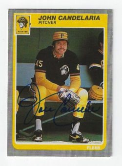 Autographed JOHN CANDELARIA Pittsburgh Pirates 1985 Fleer Card