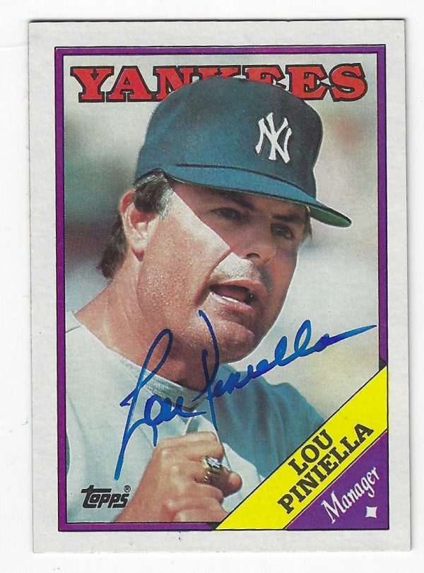 Autographed  LOU PINIELLA New York Yankees 1988 Topps Card