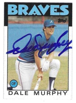 Autographed DALE MURPHY Atlanta Braves 1986 Topps Card