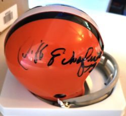 Autographed DICK SCHAFRATH Cleveland Browns Mini Helmet