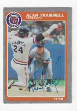 Autographed ALAN TRAMMELL Detroit Tigers 1985 Fleer Card