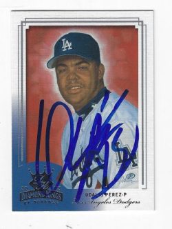 Autographed ODALIS PEREZ Los Angeles Dodgers 2003 Donruss Diamond King