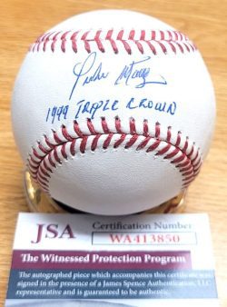 Autographed PEDRO MARTINEZ "1999 Triple Crown" Official Major League Baseball JSA Witness