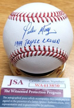 Autographed PEDRO MARTINEZ "1999 Triple Crown" Official Major League Baseball JSA Witness
