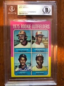 Signed Jim Rice Boston Red Sox 1975 Topps Rookie card #616 BAS Beckett Slabbed