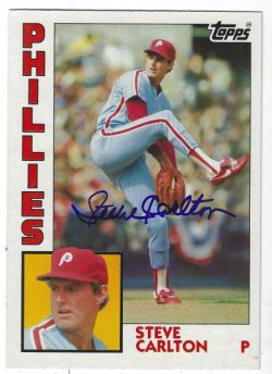 Autographed STEVE CARLTON 1984 Topps Super 5x7 Card