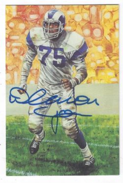 Autographed Deacon Jones Los Angeles Rams Goal Line Art Card