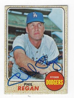 Autographed Phil Regan Los Angeles Dodgers 1968 Topps Card