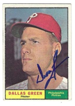 Autographed DALLAS GREEN Philadelphia Phillies 1961 TOPPS Card