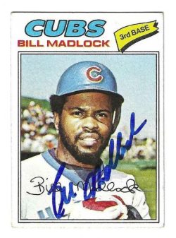 Autographed BILL MADLOCK Chicago Cubs 1977 Topps Card