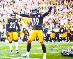 Autographed MINKAH FITZPATRICK Pittsburgh Steelers 16x20 Photo
