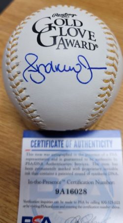 Autographed Andruw Jones Rawlings Official Gold Glove Major League Baseball PSA