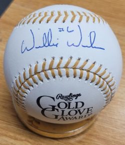 Autographed Willie Wilson Rawlings Official Gold Glove Major League Baseball