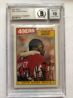 Autographed 1987 Topps Charles Haley SF 49ers Rookie Card #125 Beckett Slabbed Auto 10