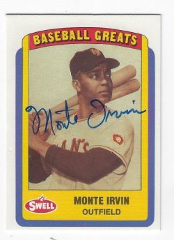 Autographed MONTE IRVIN 1990 Swell Baseball Great Card