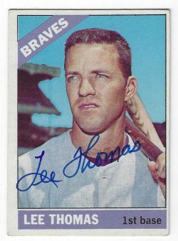 Autographed LEE THOMAS Atlanta Braves 1966 Topps Card