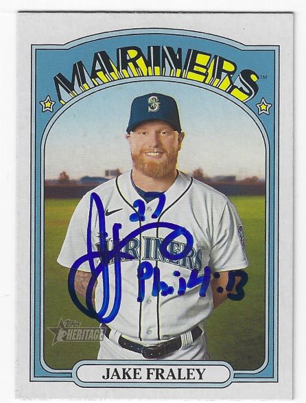 Autographed JAKE FRALEY Seattle Mariners 2021 Topps Heritage Card