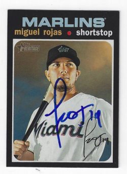 Autographed MIGUEL ROJAS Miami Marlins 2020 Topps Heritage Card #144