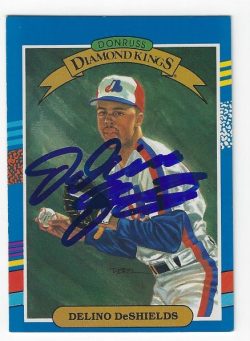 Autographed DELINO DESHIELDS Montreal Expos 1991 Donruss Diamond King