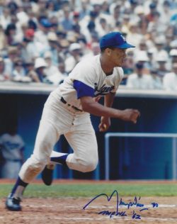 AUTOGRAPHED MAURY WILLS  "MVP NL 62" 8X10 Los Angeles Dodgers photo
