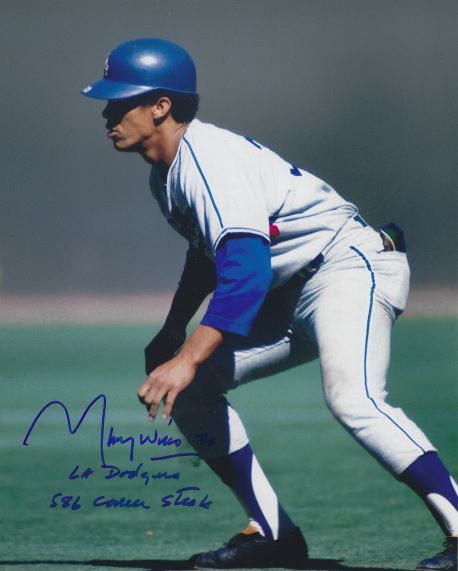 AUTOGRAPHED MAURY WILLS 586 Career Steals 8X10 Los Angeles Dodgers photo  - Main Line Autographs