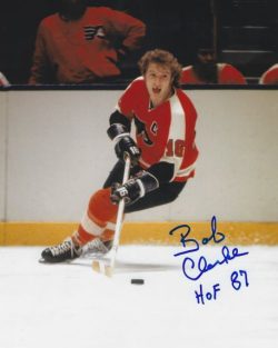 Autographed BOBBY CLARKE "HOF 87" 8X10 Philadelphia Flyers Photo