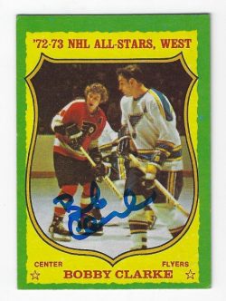 BOBBY CLARKE Philadelphia Flyers Autographed 1973-74 Topps Card