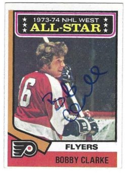 BOBBY CLARKE Philadelphia Flyers Autographed 1974-75 Topps Card