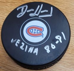 Autographed DENIS HERRON Montreal Canadiens Hockey Puck