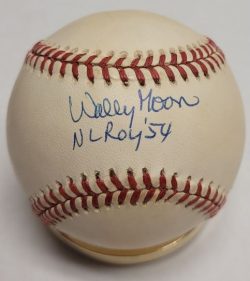 Autographed WALLY MOON "54 NL ROY" Official National League Baseball