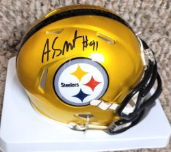 Autographed AARON SMITH Pittsburgh Steelers Flash Mini Helmet with COA