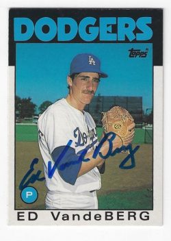 Autographed ED VANDE BERG Los Angeles Dodgers 1986 Topps Card