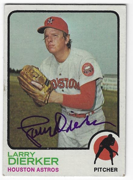 Autographed LARRY DIERKER Houston Astros 1973 Topps Card - Main