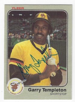 Autographed GARRY TEMPLETON San Diego Padres 1983 Fleer Card