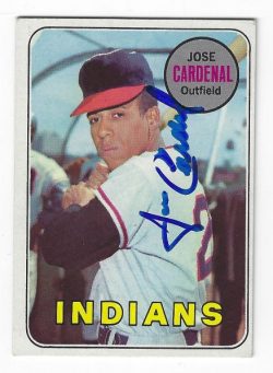 Autographed JOSE CARDENAL Cleveland Indians 1969 Topps Card