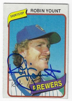 Autographed ROBIN YOUNT Milwaukee Brewers 1980 Topps Card