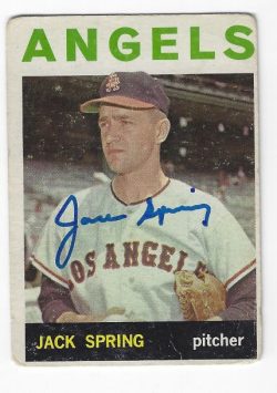 Autographed JACK SPRING Los Angeles Angels 1964 Topps Card